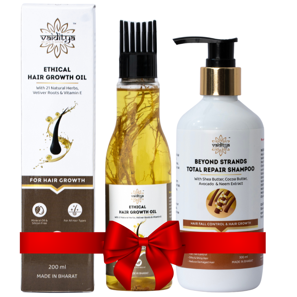 Vaiditya Combo: Ethical Hair Growth Oil & Beyond Strands Total Repair Shampoo for Stronger, Healthier Hair with Complete Care & Repair