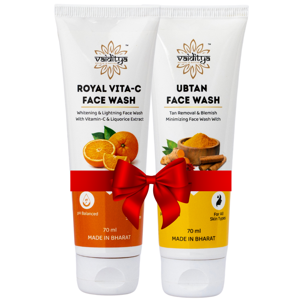 Vaiditya Combo: Royal Vita-C Face Wash & Ubtan Face Wash for Bright, Clear, and Naturally Glowing Skin