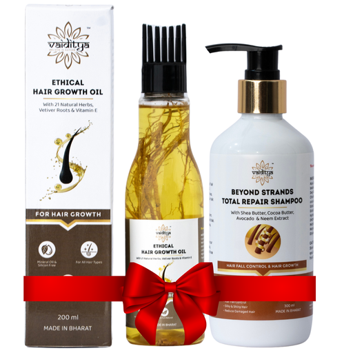 Vaiditya Combo: Ethical Hair Growth Oil & Beyond Strands Total Repair Shampoo for Stronger, Healthier Hair with Complete Care & Repair
