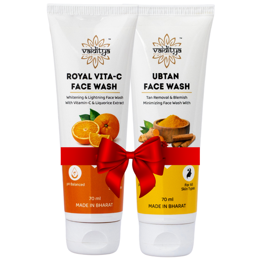 Vaiditya Combo: Royal Vita-C Face Wash & Ubtan Face Wash for Bright, Clear, and Naturally Glowing Skin